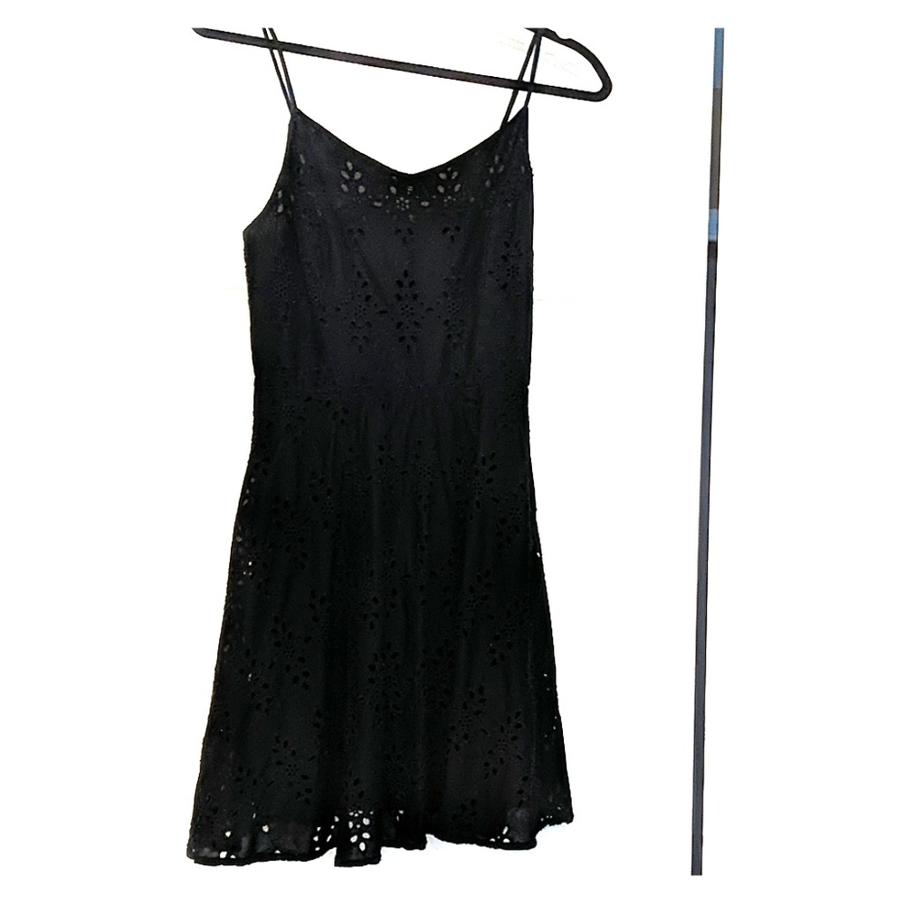 Black eyelet slip dress